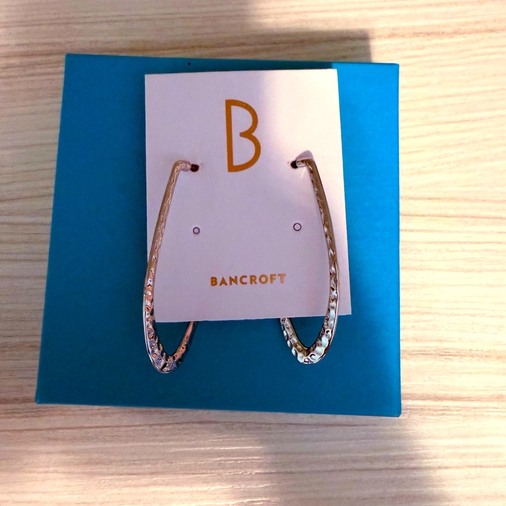 Bancroft Geometric Hoop Earrings with Hammered Silver Finish
Brand New in Box